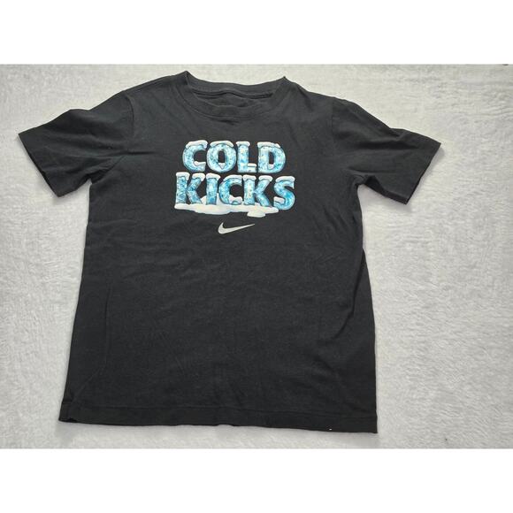 Nike Tee Boys Black Cold Kicks Logo Graphic Short Sleeve T-Shirt Small - Picture 1 of 5